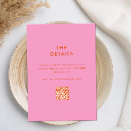 Moderne Minimalistische Rosa Orange Hochzeit Begleitkarte