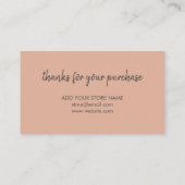 Moderne Minimalistische rosa Ordnung Vielen Dank Visitenkarte (Rückseite)