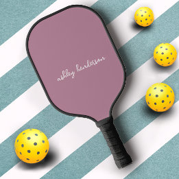 Moderne Minimalistische Rosa-Rose-Mit Monogramm Fr Pickleball Schläger