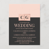 Moderne Minimalistische rosa Schwarz-Farbblock-Hoc Einladungspostkarte (Vorderseite)