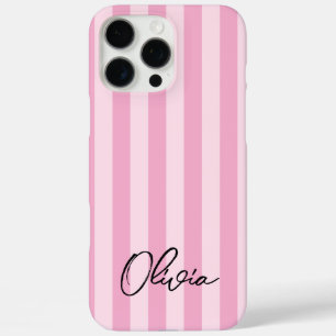 Moderne Minimalistische rosa Streifen Personalisie iPhone 16 Pro Max Hülle