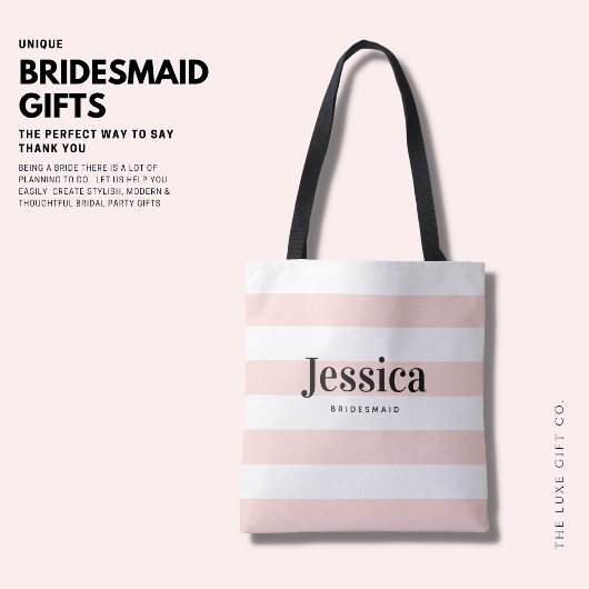 Moderne Minimalistische Rosa Strip Bridesmaid Tasche