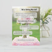 Moderne minimalistische rosa Tulpe und weiße Flied Einladung (Stehend Vorderseite)