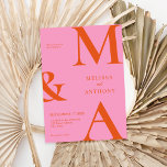 Moderne Minimalistische Rosa- und Orangenhochzeit Einladung<br><div class="desc">Moderne Minimalistische Rosa- und Orangefarbene Hochzeitseinladung. Enthält fett formatierte Monogramm-Typografie und minimales grafisches Design. Personalisieren Sie Text mit allen Details Ihres besonderen Tages.</div>