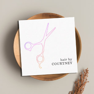 Moderne Minimalistische Rosa Weiße Haar Stylist Quadratische Visitenkarte