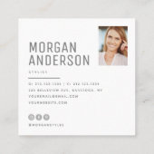 Moderne Minimalistische Rose für Berufliches Foto Quadratische Visitenkarte (Rückseite)