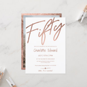 Moderne minimalistische Rose Gold Foto überraschen Einladung