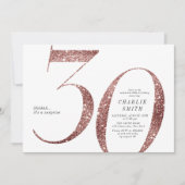Moderne minimalistische Rose Gold Glitzer 30. Gebu Einladung (Vorderseite)