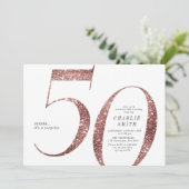 Moderne minimalistische Rose Gold Glitzer 50. Gebu Einladung (Stehend Vorderseite)