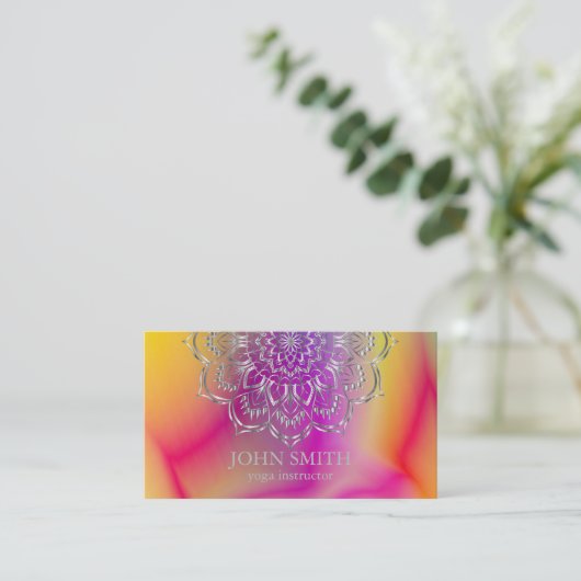 Moderne Minimalistische Rose Gold Lotus Yoga Instr Visitenkarte (Stehend Vorderseite)