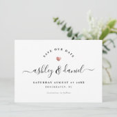 Moderne Minimalistische Rose Gold Save the Date ei Einladung (Stehend Vorderseite)