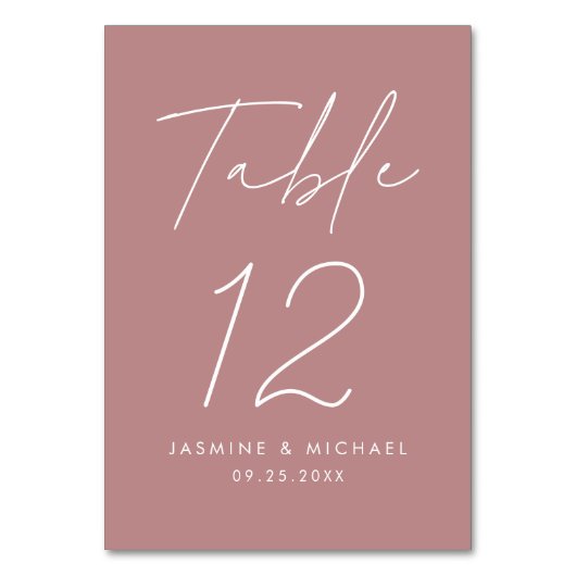 Moderne Minimalistische Rose-Hochzeit Tischnummer (Rückseite)