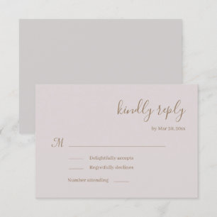Moderne minimalistische roséfarbene Hochzeits-RSVP Einladung