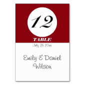 Moderne Minimalistische Rot-Weiß-Hochzeit Tischnummer (Vorderseite)