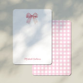 Moderne Minimalistische Rote Coquette Bow & Stripe Mitteilungskarte