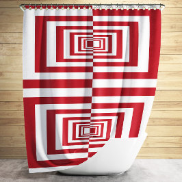 Moderne minimalistische rote Geometrie Duschvorhang