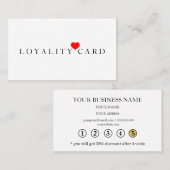 Moderne Minimalistische rote Herz-Loyalitäts-Karte Visitenkarte (Vorne/Hinten)