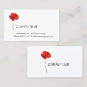 Moderne Minimalistische Rote Mohnblume. Visitenkarte (Vorne/Hinten)