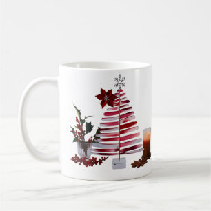 Moderne minimalistische rote Pinselstrich-Weihnach Kaffeetasse
