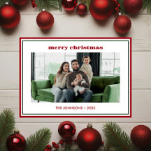 Moderne minimalistische rote Rand Foto-Feiertagska