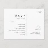 Moderne Minimalistische RSVP-Karte Postkarte (Rückseite)