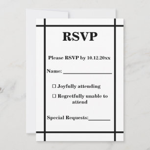 Moderne Minimalistische RSVP-Karte – Weiße und sch Einladung