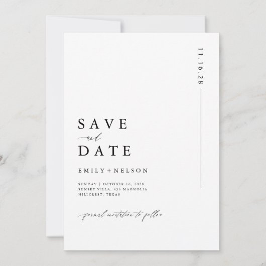 Moderne Minimalistische Rustikale Foto Hochzeit Save The Date (Rückseite)