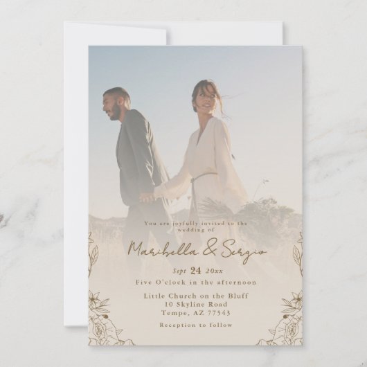 Moderne Minimalistische Rustikale Foto-Overlay-Hoc Einladung (Vorderseite)