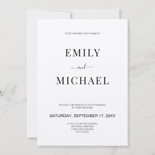 Moderne Minimalistische Rustikale Hochzeitseinladu Einladung (Vorderseite)