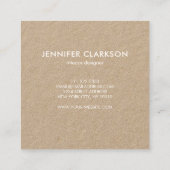 Moderne minimalistische rustikale Kraftkraft beruf Quadratische Visitenkarte (Rückseite)