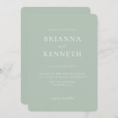 Moderne Minimalistische Sage Rounded Corner Weddin Einladung (Vorne/Hinten)