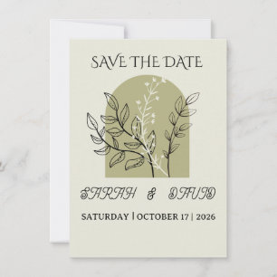 moderne minimalistische Salbei-grüne Architektur Save The Date