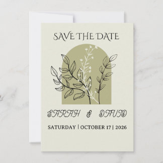 moderne minimalistische Salbei-grüne Architektur Save The Date