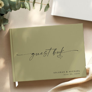 Moderne minimalistische Salbei-Script-Hochzeit Gästebuch