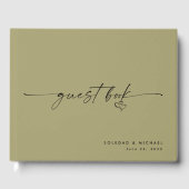 Moderne minimalistische Salbei-Script-Hochzeit Gästebuch (Vorderseite)