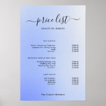 Moderne Minimalistische Salon-Preisliste für Schön