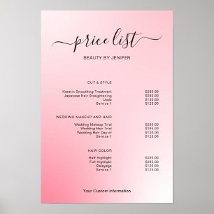Moderne minimalistische Salon-Preisliste für Schön Poster