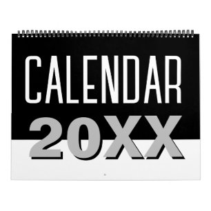 Moderne minimalistische saubere Schwarz-Weiß 2027 Kalender
