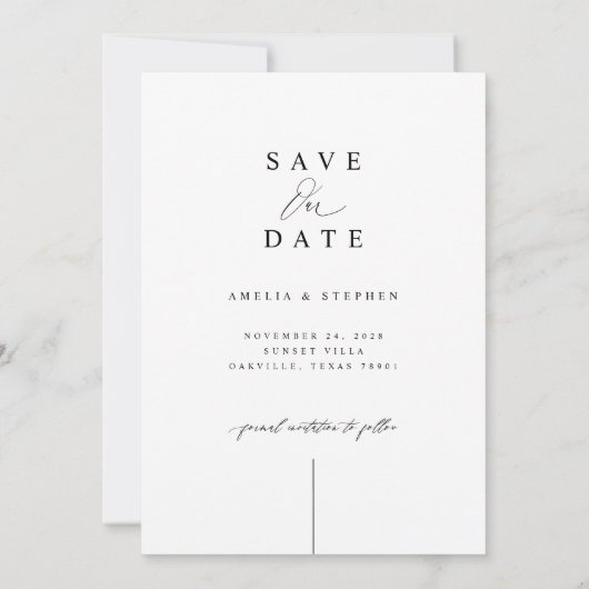 Moderne Minimalistische Save the Date Einladung (Rückseite)