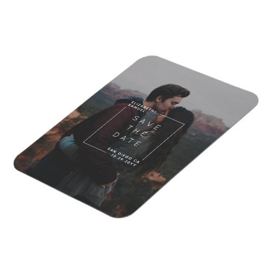 Moderne Minimalistische Save the Date Fotokarte Magnet (Linke Seite)