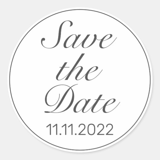 Moderne Minimalistische Save the Date Hochzeit Runder Aufkleber (Vorderseite)