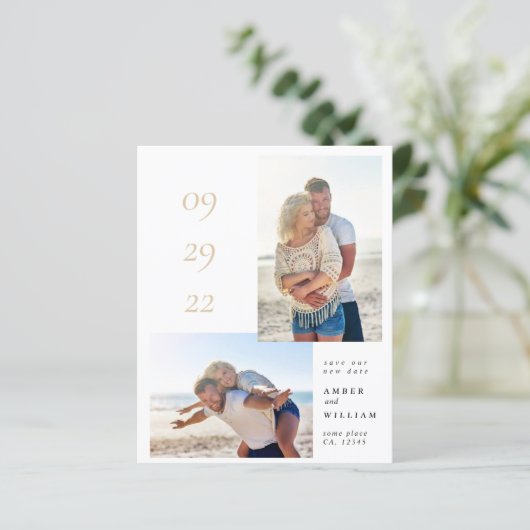 Moderne minimalistische Save the Date Karte (Stehend Vorderseite)