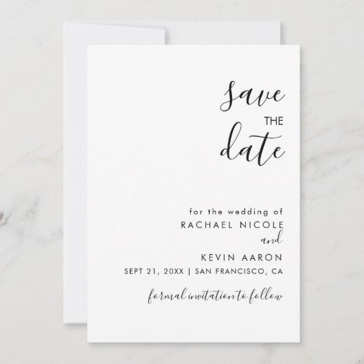 Moderne Minimalistische Save the Date-Karte Date (Vorderseite)