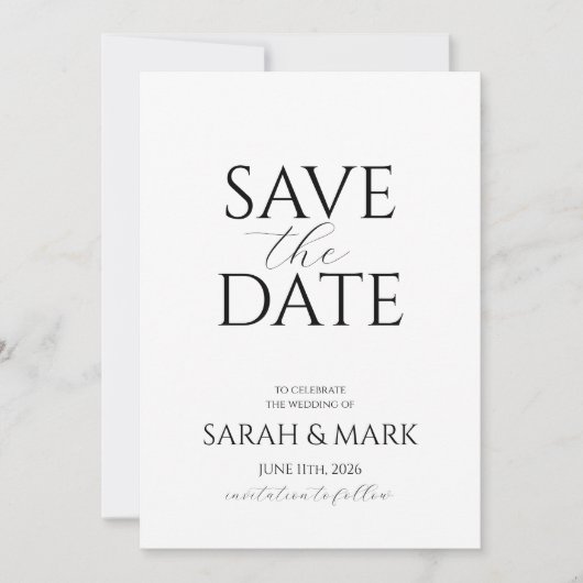 Moderne Minimalistische Save the Date-Karte Date (Vorderseite)