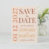 Moderne minimalistische Save-the-Date-Karte mit Üb Save The Date (Stehend Vorderseite)