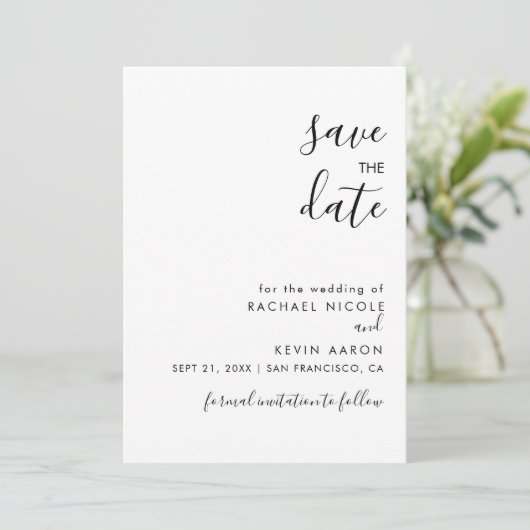 Moderne Minimalistische Save the Date-Karte Save The Date (Stehend Vorderseite)