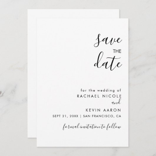 Moderne Minimalistische Save the Date-Karte Save The Date (Vorne/Hinten)