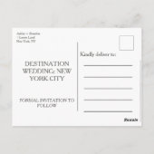 Moderne Minimalistische Save the Date Postkarte (Rückseite)