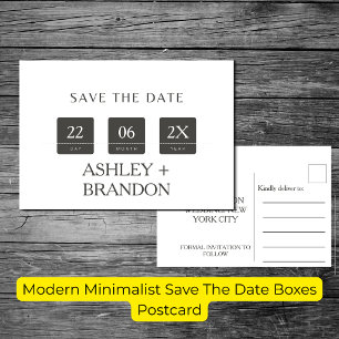 Moderne Minimalistische Save the Date Postkarte