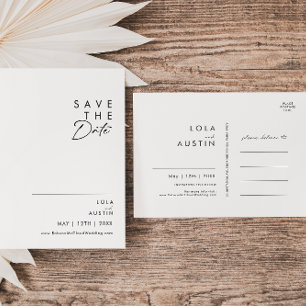 Moderne Minimalistische Save the Date Postkarte